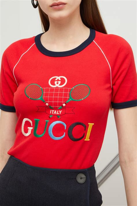 gucci tennis shirt womens|Gucci t shirt women's cheap.